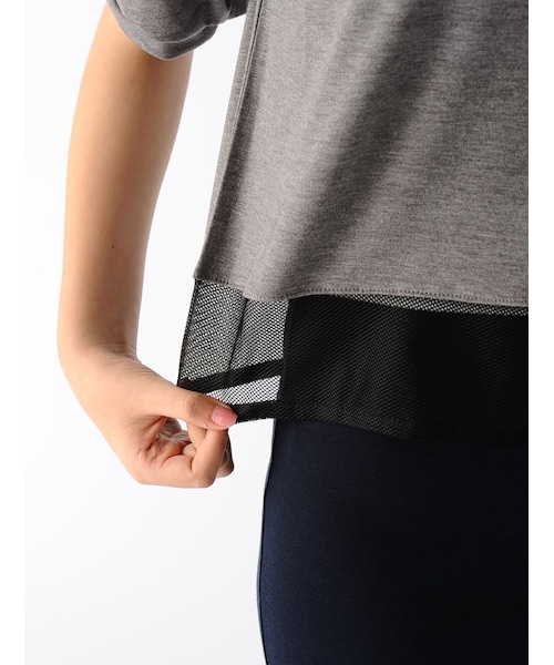 Rinajour（リナジュール）の「スソメッシュトップス（トップス・レディース・GREY/NAVY/WHITE・F）」の14枚目の写真