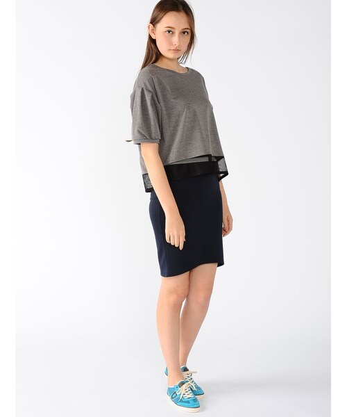 Rinajour（リナジュール）の「スソメッシュトップス（トップス・レディース・GREY/NAVY/WHITE・F）」の9枚目の写真