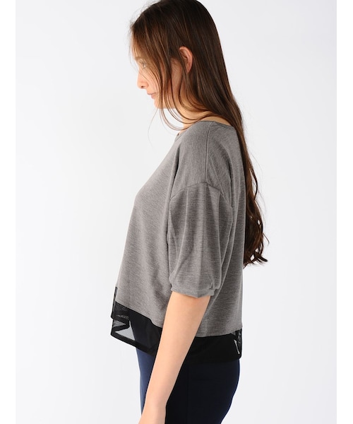 Rinajour（リナジュール）の「スソメッシュトップス（トップス・レディース・GREY/NAVY/WHITE・F）」の10枚目の写真