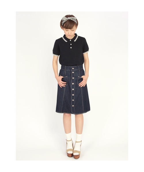 w closet(ダブルクローゼット)の「カノコ編みライン入ポロシャツ(トップス・レディース・オフホワイト/サックス/Dピンク/ブラック・FREE)」の11枚目の写真