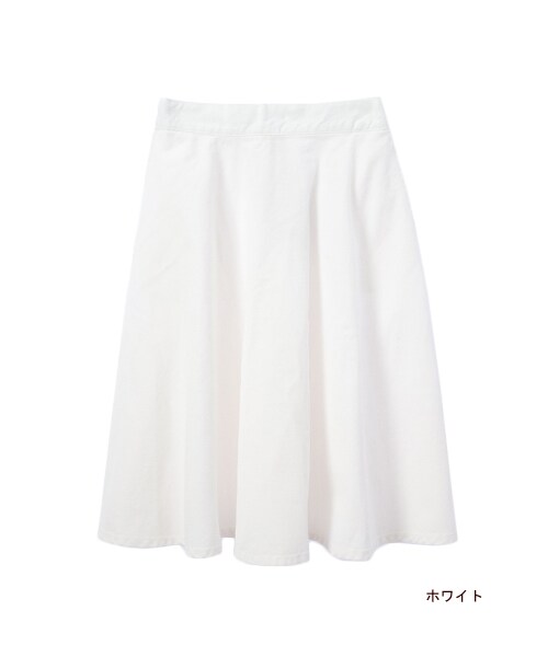 w closet(ダブルクローゼット)の「デニムひざ下丈フレアスカート(パンツ・レディース・ワンウォッシュ/ホワイト・FREE)」の3枚目の写真
