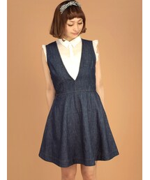 w closet | 5.5ozスラブデニムＶネックワンピース(ワンピース/ドレス)