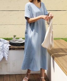 DHOLIC | リネン混Vネックルーズワンピース(ワンピース)