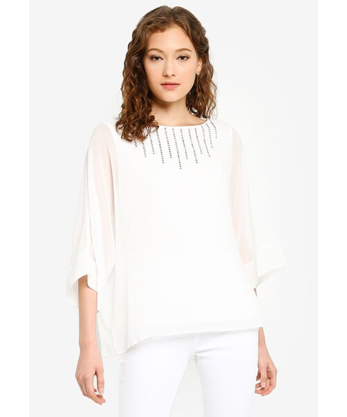 wallis（ワリス）の「Petite Cream Embellished Overlay Blouse（）」 WEAR