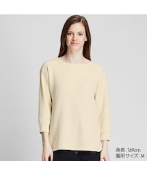 UNIQLO | ワッフルクルーネックT（7分袖）(Tシャツ/カットソー)