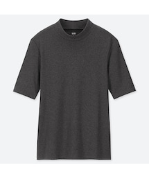UNIQLO | コットンフライスハイネックT（5分袖）(Tシャツ/カットソー)