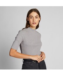 UNIQLO | コットンフライスハイネックT（5分袖）(Tシャツ/カットソー)