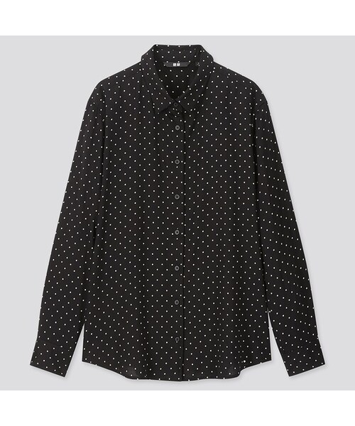 UNIQLO（ユニクロ）の「レーヨンプリントブラウス（長袖）（シャツ/ブラウス・レディース・OFF WHITE 01/BLACK 09/BEIGE 32・3XL/XL/XS/S/XXL/L/M）」の2枚目の写真