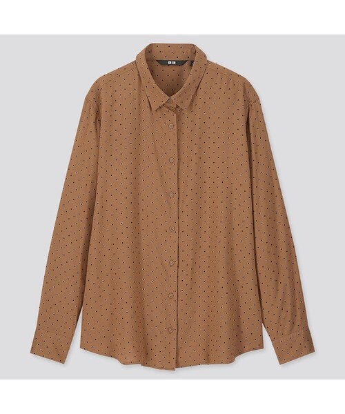 UNIQLO（ユニクロ）の「レーヨンプリントブラウス（長袖）（シャツ/ブラウス・レディース・OFF WHITE 01/BLACK 09/BEIGE 32・3XL/XL/XS/S/XXL/L/M）」の3枚目の写真