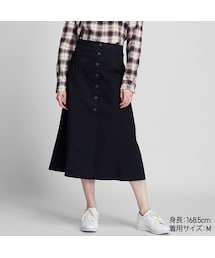 UNIQLO | チノフロントボタンロングスカート（ハイウエスト・丈短め75～79cm）(スカート)