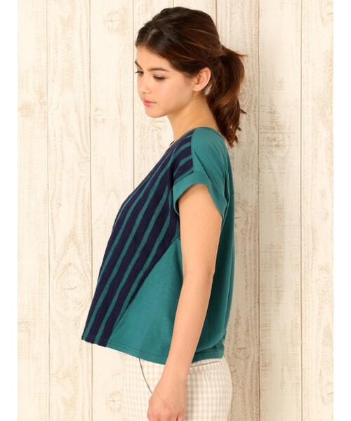 MYSELF ABAHOUSE（マイセルフアバハウス）の「ストライプカットソー（トップス・レディース・ホワイト/グリーン・F）」の4枚目の写真