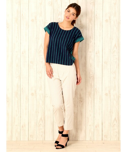 MYSELF ABAHOUSE（マイセルフアバハウス）の「ストライプカットソー（トップス・レディース・ホワイト/グリーン・F）」の9枚目の写真