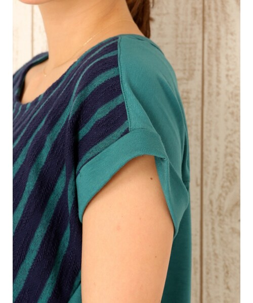 MYSELF ABAHOUSE（マイセルフアバハウス）の「ストライプカットソー（トップス・レディース・ホワイト/グリーン・F）」の7枚目の写真