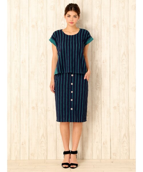 MYSELF ABAHOUSE（マイセルフアバハウス）の「ストライプカットソー（トップス・レディース・ホワイト/グリーン・F）」の10枚目の写真