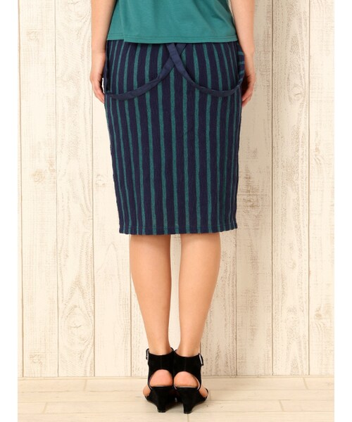 MYSELF ABAHOUSE（マイセルフアバハウス）の「サスペンダーストライプSK（スカート・レディース・ホワイト/グリーン・F）」の5枚目の写真
