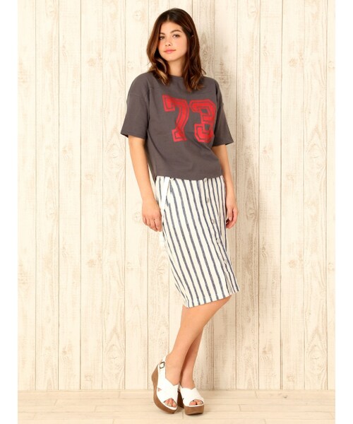 MYSELF ABAHOUSE（マイセルフアバハウス）の「サスペンダーストライプSK（スカート・レディース・ホワイト/グリーン・F）」の11枚目の写真