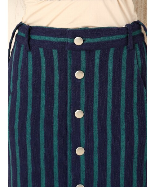 MYSELF ABAHOUSE（マイセルフアバハウス）の「サスペンダーストライプSK（スカート・レディース・ホワイト/グリーン・F）」の6枚目の写真