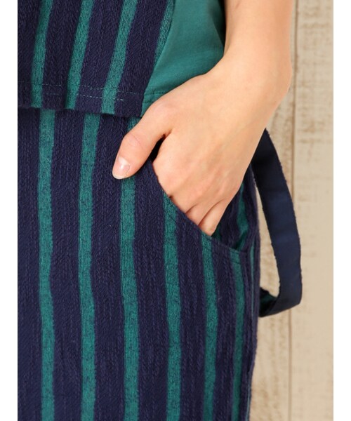 MYSELF ABAHOUSE（マイセルフアバハウス）の「サスペンダーストライプSK（スカート・レディース・ホワイト/グリーン・F）」の7枚目の写真