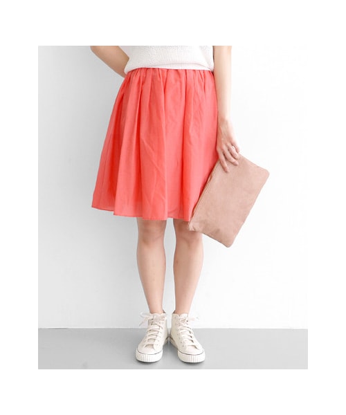 URBAN RESEARCH DOORS（アーバンリサーチドアーズ）の「綿シルクギャザースカート（スカート・レディース・GREEN/L GRAY/PINKORANGE/NAVY・one）」の8枚目の写真