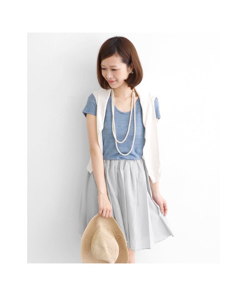 URBAN RESEARCH DOORS（アーバンリサーチドアーズ）の「綿シルクギャザースカート（スカート・レディース・GREEN/L GRAY/PINKORANGE/NAVY・one）」の10枚目の写真