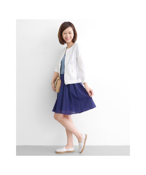 URBAN RESEARCH DOORS（アーバンリサーチドアーズ）の「綿シルクギャザースカート（スカート・レディース・GREEN/L GRAY/PINKORANGE/NAVY・one）」の12枚目の写真