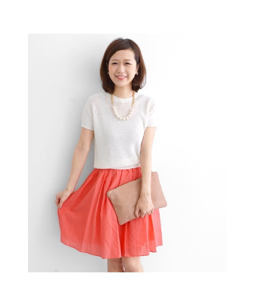 URBAN RESEARCH DOORS（アーバンリサーチドアーズ）の「綿シルクギャザースカート（スカート・レディース・GREEN/L GRAY/PINKORANGE/NAVY・one）」の7枚目の写真