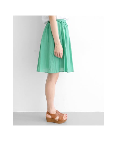 URBAN RESEARCH DOORS（アーバンリサーチドアーズ）の「綿シルクギャザースカート（スカート・レディース・GREEN/L GRAY/PINKORANGE/NAVY・one）」の13枚目の写真