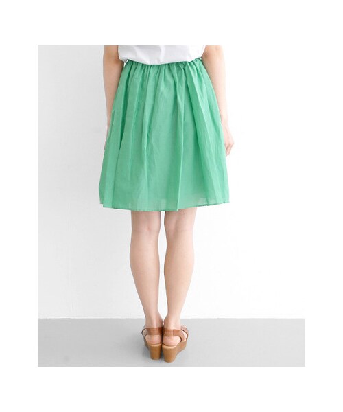 URBAN RESEARCH DOORS（アーバンリサーチドアーズ）の「綿シルクギャザースカート（スカート・レディース・GREEN/L GRAY/PINKORANGE/NAVY・one）」の14枚目の写真