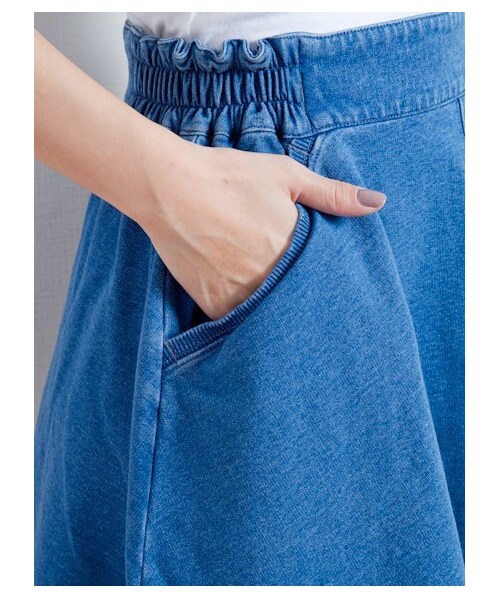 E hyphen world gallery（イーハイフンワールドギャラリー）の「ミニ裏毛サーキュラーミニスカート（スカート・レディース・ブルー/ディープブルー・F）」の7枚目の写真