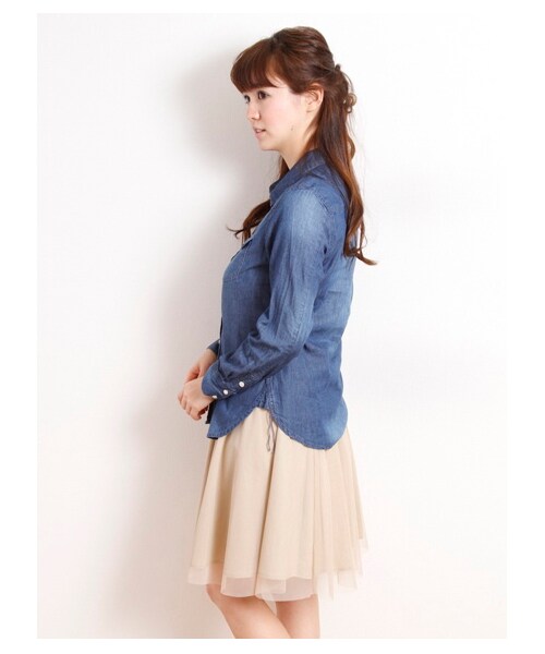 SEVENDAYS=SUNDAY（セブンデイズサンデイ）の「デニム長袖シャツ（シャツ・ブラウス・レディース・インディゴ/ライトインディゴ・M/L）」の4枚目の写真