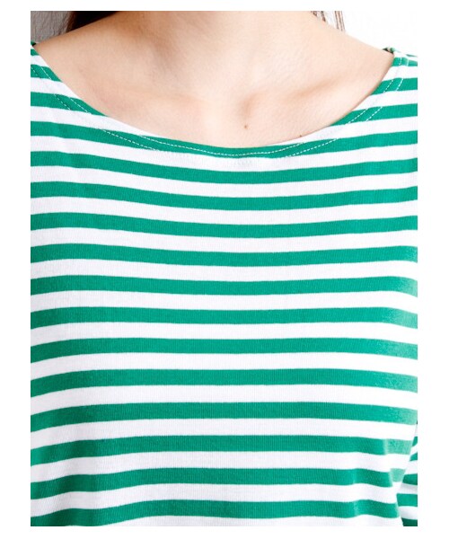 SEVENDAYS=SUNDAY(セブンデイズサンデイ)の「ドロップボーダー7分袖プルオーバー(カットソー・レディース・チャコールグレー/ピンク/グリーン/ブルー/ネイビー・F)」の9枚目の写真