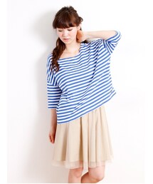 SEVENDAYS=SUNDAY | ドロップボーダー7分袖プルオーバー(トップス)