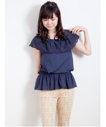 earth music&ecology | ケープ刺繍プルオーバー(トップス)