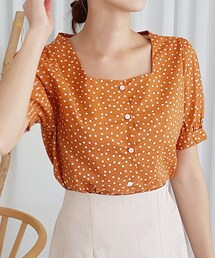 DHOLIC | スクエアネックボタンドットブラウス(シャツ/ブラウス)