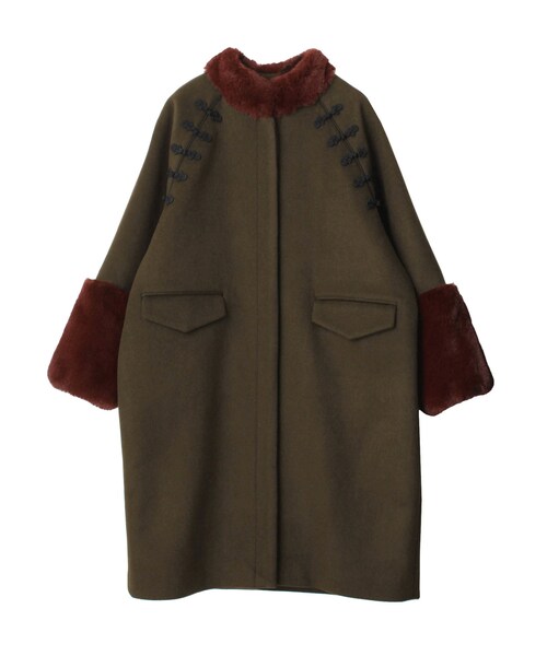【美品】PAMEO POSE Mandarin Cocoon Coat ブルー PAMEO POSE（パメオポーズ）の「Mandarin Cocoon Coat（その他アウター