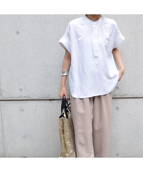 no brand（ノーブランド）の「リネンヘンリースタンドBL（シャツ/ブラウス・レディース・その他）」の8枚目の写真