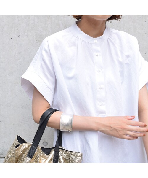 no brand（ノーブランド）の「リネンヘンリースタンドBL（シャツ/ブラウス・レディース・その他）」の5枚目の写真