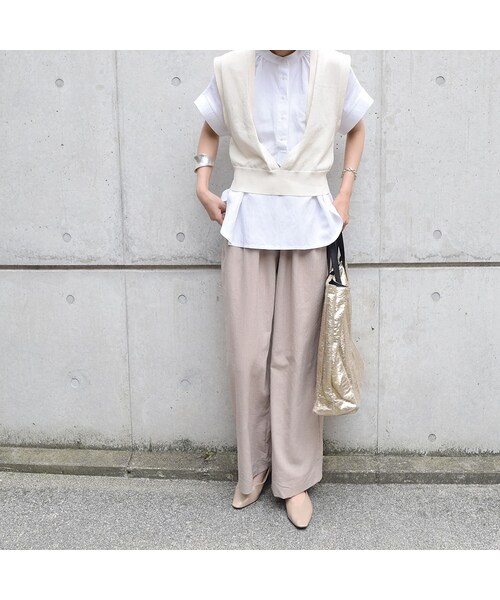 no brand（ノーブランド）の「リネンヘンリースタンドBL（シャツ/ブラウス・レディース・その他）」の2枚目の写真