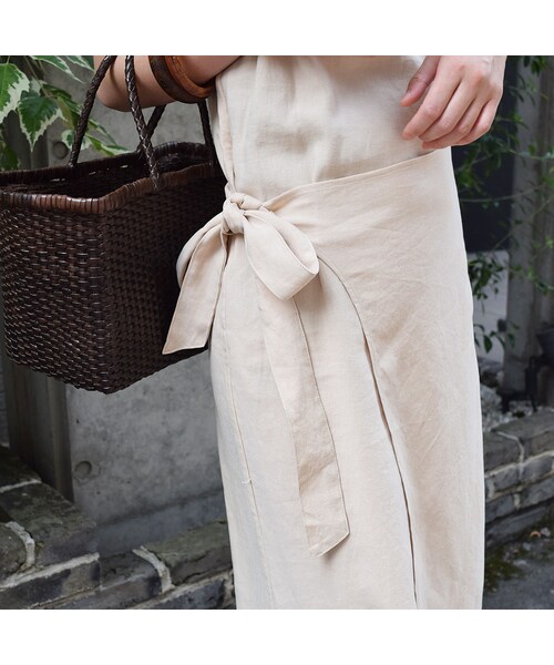 no brand（ノーブランド）の「コットンリネンエプロンOP（ワンピース・レディース・その他）」の4枚目の写真