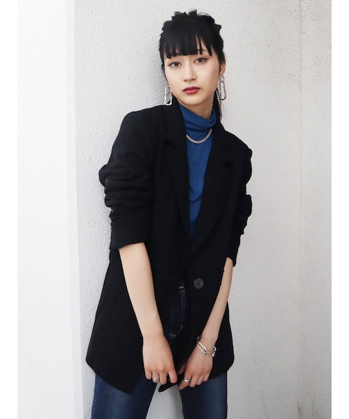 EMODA（エモダ）の「スウィッチングシングルジャケット（テーラードジャケット・ライトミックス/ミックス/ブラック・F）」の3枚目の写真