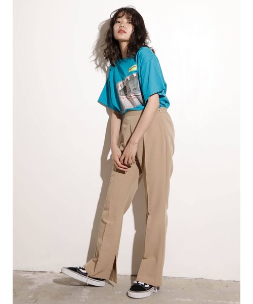 jouetie（ジュエティ）の「スリットフィットパンツ（パンツ・ブルー/ベージュ/ミックス/ブラック・M）」の14枚目の写真