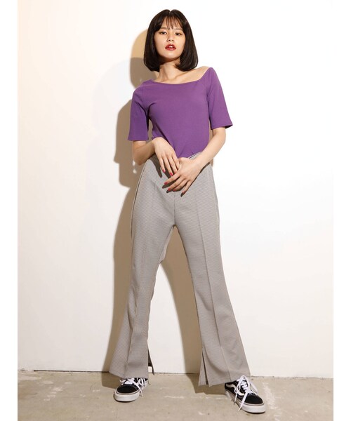 jouetie（ジュエティ）の「スリットフィットパンツ（パンツ・ブルー/ベージュ/ミックス/ブラック・M）」の11枚目の写真