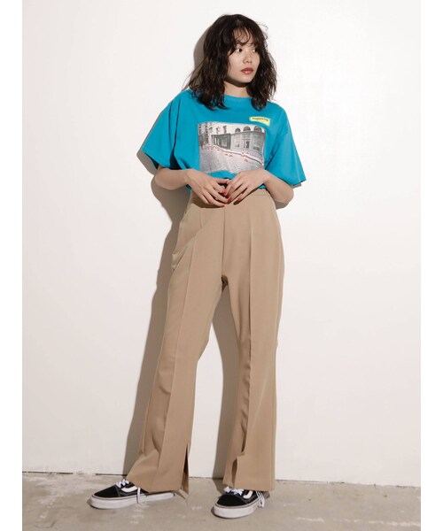 jouetie（ジュエティ）の「スリットフィットパンツ（パンツ・ブルー/ベージュ/ミックス/ブラック・M）」の13枚目の写真