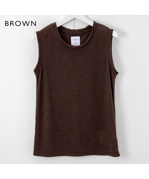 Sheson（シーズン）の「Sheson(シーズン) select リネンブレンドタンクトップ（シャツ/ブラウス・レディース・ホワイト/ベージュ/グリーン/ブラウン/ブラック・FREE）」の3枚目の写真