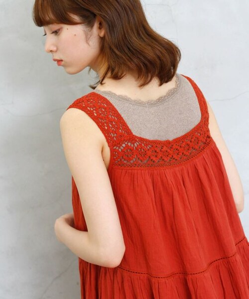 Crisp（クリスプ）の「レースティアードワンピース（ワンピース・レディース・レッド/ブラック・FREE）」の4枚目の写真