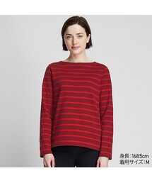 UNIQLO | ボーダーボートネックT（長袖）(Tシャツ/カットソー)
