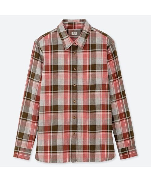 UNIQLO（ユニクロ）の「フランネルチェックシャツ（長袖）（シャツ/ブラウス・レディース・YELLOW 48/GREEN 53/PINK 12・S/XXL/L/3XL/XS/M/XL）」の3枚目の写真