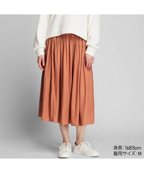 UNIQLO（ユニクロ）の「ギャザーロングスカート （丈短め76～80cm 