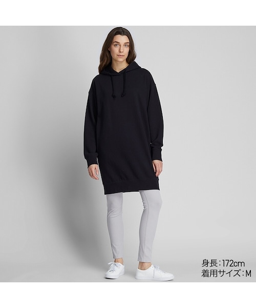 UNIQLO（ユニクロ）の「スウェットフーデッドワンピース（長袖）（ワンピース・レディース・BROWN 35/WINE 18/BLACK 09/GRAY 06・XS/XL/S/XXL/M/L）」の2枚目の写真