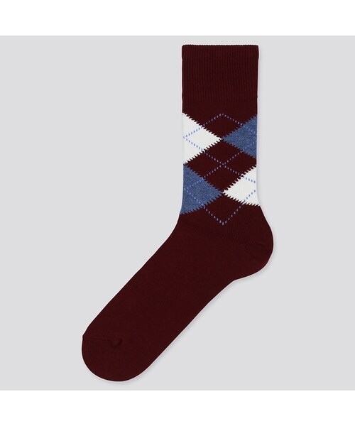 UNIQLO（ユニクロ）の「アーガイルソックス（ソックス/靴下・メンズ・BLUE 67/BLACK 09/WINE 18/BROWN 35/BLUE 68/GRAY 03/WHITE 00・27-29/25-27）」の7枚目の写真